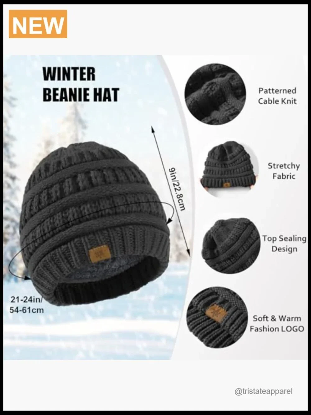 Winter Hat Scarf Gloves Set, Fleece Lined Beanie Touchscreen Gloves Thick Scarf